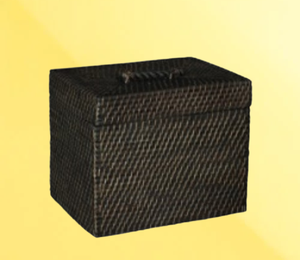 Boîte rect de haute qualité avec couvercle en rotin brun foncé élégant durable fabriqué à la main pour les meubles de cuisine - Product Image 1