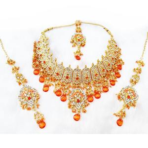 Indian Royal Zircon <b>Gold</b> Plated Ethnic Bridal Jewelry Set Women Party Engagement Traditional Elegance Regal Finish - Product Image 4