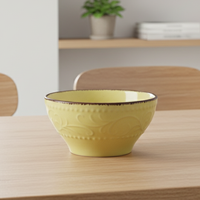 Bol à soupe en céramique jaune gaufré de style nordique, qualité excellente, 3460630-0.51, 510 ml, durable, pour usage quotidien