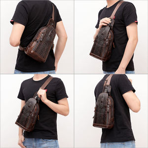 SFI Custom Vintage Crocodile Pattern Genuine Cowhide <b>Leather</b> Sling <b>Bag</b> <b>Men</b> Fashion Crossbody Chest <b>Bag</b> for <b>Men</b> - Product Image 6