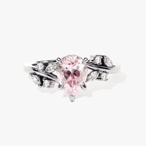 Bague en argent sterling 925 de style Boho avec pierres précieuses de quartz rose plaqué rhodium bijoux de mariage faits à la main pour femmes filles - Product Image 1