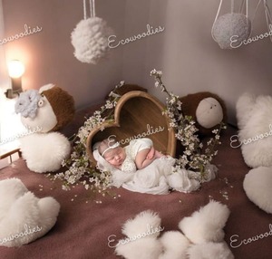 Caja de cesta de fotos pequeña en forma de corazón cama de madera para fotografía de recién nacido para uso en dormitorio Caja de Regalos de fotos - Product Image 4