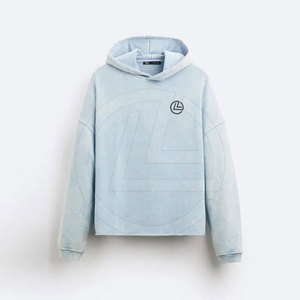 Sweat à capuche d'hiver solide avec ourlet brut et manches larges en polyester/coton polaire pour des tenues décontractées à la mode pour hommes - Product Image 5
