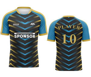 เสื้อฟุตบอลโพลีเอสเตอร์100% สั่งทำโลโก้ได้ผ้านุ่มชื่อเลขเสื้อสโมสรแบบสั่งทำ - Product Image 1