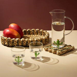 Accesorios de comedor con estilo, posavasos de jacinto de agua, Mantel Individual tejido a mano con borde ondulado - Product Image 6