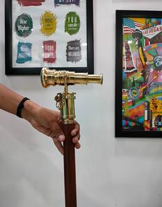 Nautical Solid Brass Telescope Sier Handle <b>Vintage</b> Victorian Handmade 36\" Adjustable Wood Cane Wooden Walking <b>Stick</b> Hiking - Product Image 1