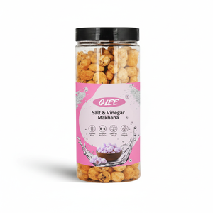 Makhana (Noix de renard) cuites aromatisées au sel et au vinaigre, pot de 80g, collation saine et salée, faible en gras - Product Image 1