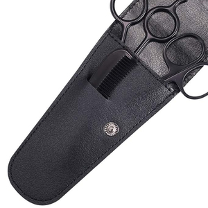 Ciseaux à barbe personnalisés avec revêtement noir Ciseaux à moustache en métal et acier avec peigne - Product Image 6