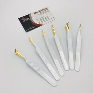 Pince à épiler d'extension de cils japonaise en acier inoxydable avec logo personnalisé poignée en diamant blanc mat pointe pointue grande quantité durable - Product Image 6