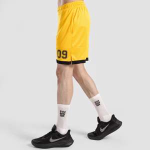 Shorts 100% Polyester jaunes taille XS, confortables, à taille élastique, avec impression par sublimation, pour vêtements de sport ou de loisirs, avec logo. - Product Image 3