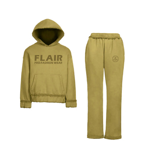 Survêtement en éponge française délavé à l'acide 100% coton pour hommes Logo personnalisé unisexe ensemble de pantalons de survêtement et de sweat à capuche - Product Image 2