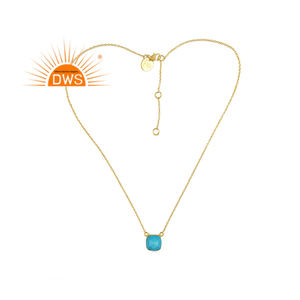 สร้อยคอจี้อัญมณีเทอร์ควอยซ์ธรรมชาติชุบทอง18K คุณภาพดีที่สุดจากผู้ผลิตเครื่องประดับอัญมณี - Product Image 4