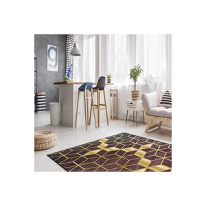 Alfombra estampada digital con estampado de panal dorado Borgoña Alfombras y juegos elegantes - Product Image 2