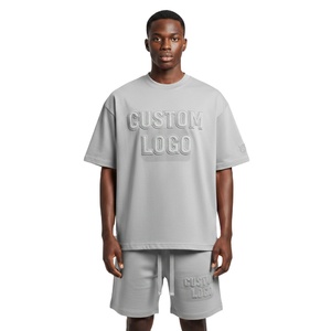 Nuevos conjuntos de camisetas personalizadas con logotipo, lavado ácido, bordado, conjunto de pantalones cortos de algodón para hombre, conjunto de camiseta y pantalones cortos deportivos para hombre - Product Image 2