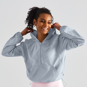 Sweat à capuche oversize pour femme, design unique, gris rhinocéros, protection solaire, anti-rides et respirant, sweat à capuche zippé pour femme, pour la salle de sport - Product Image 1
