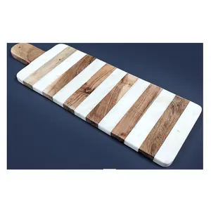 Handmade Luxury Design Handmade Chopping Board Kitchen Tools Latest Design 17" Marble And Wooden Chopping Board