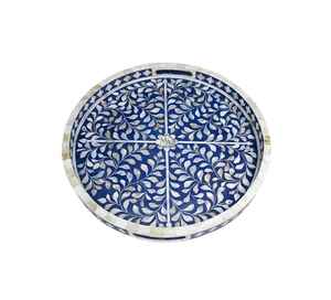 Arabic Style Diwali Ramadan Eid Gift Acacia Wood Mother Pearl Inlay Mop Tray Set Floral Design Multi-functional Dessert Serving - Product Image 3