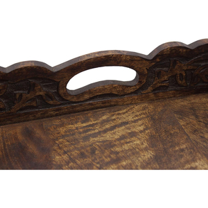 Made of Brown Wood Tray Platter Wooden Food Serving Tray Tea Coffee and Snacks Serving Tray Dessert Display <b>Vintage</b> Style - Product Image 5