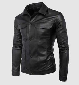 2026 personnalisé unisexe qualité supérieure noir véritable cuir de vachette motard veste haute rue col montant imperméable coupe-vent - Product Image 2