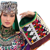 Ensemble de robes maxi en mousseline de soie vintage afghane unie, écologique, respirante, multicolores pour femmes, idéale pour les mariages et les fêtes, style Kuchi