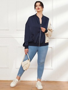 Blousons bombardiers en satin faits sur mesure légers de haute qualité à col montant fermeture à glissière designs décontractés élégants pour l'hiver - Product Image 4