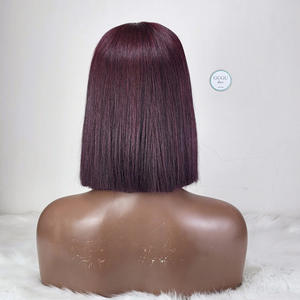 วิกผมบ็อบสั้นแบบมีลูกไม้ปิดตรงสีเบอร์กันดี99J เข้ม - Product Image 2