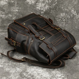 Grand sac à dos de voyage en cuir véritable imprimé de style vintage avec logo personnalisé sac de sport personnalisé - Product Image 4