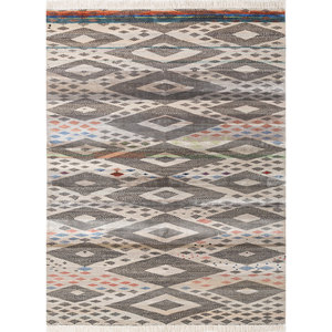 Tapis Manchaha en laine et soie de bambou noué à la main, motif géométrique abstrait, épaisseur 10 mm, rectangulaire, pour couloir, usage domestique - Les-2611 - Product Image 1
