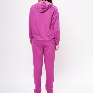 Survêtement d'hiver pour femmes à capuche uni, décontracté, deux pièces, pour l'entraînement et le jogging, respirant, 100% coton - Product Image 2