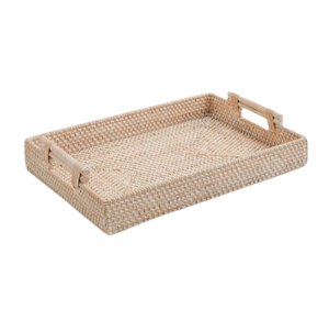 Plateau de service en rotin tissé écologique et fabriqué à la main Plateau de forme rectangulaire pour la salle à manger, le salon et la cuisine - Product Image 5