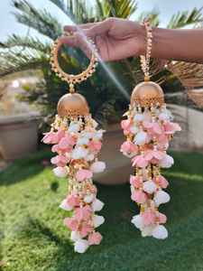 Punjabi Floral Kaleera Hathpool brazaletes conjunto de 2 pulseras de flores de espuma indio pakistaní boda joyería accesorios nupciales - Product Image 2