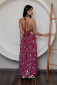 New Halter Neck Flair <b>Dress</b> Paisley Print Fit Resort Wear Beach Wear Floral Print <b>Maxi</b> <b>Dress</b> Paisley Bohemian <b>Silk</b> <b>Maxi</b> <b>Dress</b> - Product Image 5