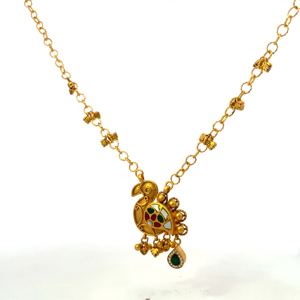 Collier en or 22 carats antique paon Meenakari Bijoux fins traditionnels - Product Image 4