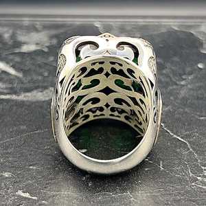 Men's Large Green <b>Ring</b> Unique Gift Statement Sterling Silver Gemstone Jewelry for Him Hip Hop Anniversary Birthday Gift Idea - Product Image 6