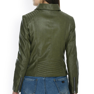Chaqueta de cuero de mujer de diseño OEM personalizado de MOQ bajo para la venta Precio razonable Chaqueta de cuero de mujer de secado rápido - Product Image 4