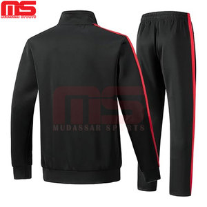 Survêtements d'hiver pour hommes, 2 pièces, style uni, manches longues, veste zippée intégrale, confortable, athlétique, 100% polyester, léger - Product Image 3
