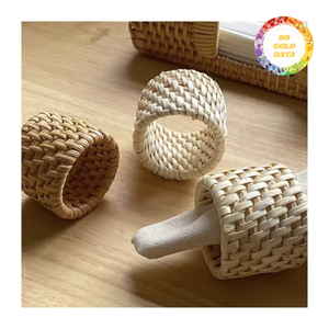 ห่วงผ้าเช็ดปากทำจากหวายธรรมชาติมีขนาดและสีที่กำหนดเองทำด้วยมือโดยช่างฝีมือที่มีทักษะสำหรับการออกแบบโต๊ะที่หรูหรา - Product Image 6