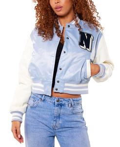 Chaquetas Varsity de Satén Cortadas Personalizadas de Alta Calidad para Mujer, Chaqueta Universitaria de Satén de Primera Calidad, Superventas - Product Image 4