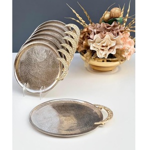 ถาดอลูมิเนียมวงรีพร้อมด้ามจับดวงจันทร์ถาดเสิร์ฟกาแฟชุบเงินสำหรับโรงแรมถาดเสิร์ฟอาหารทำด้วยมือ - Product Image 2