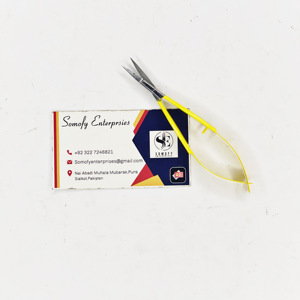 กรรไกรขนาดเล็กสีเหลืองพร้อมใบมีดสแตนเลสปลายเงินคมสำหรับการแต่งหน้าเพื่อความงาม - Product Image 2