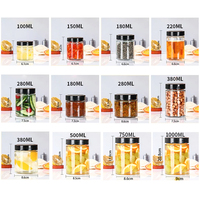 Frasco de Vidrio Redondo de Grado Alimenticio con Tapa Profunda para Envasar Salsas, Mermeladas, Miel y Alimentos en Conserva