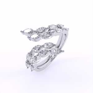 Délicate bague à motif de feuille Art déco pour fiançailles livrée avec une marquise avec des diamants ronds de laboratoire de taille brillante en gros - Product Image 2