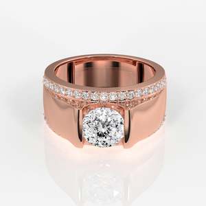 Men's 18K Yellow Gold <b>Ring</b> with Portuguese Cut Lab Grown <b>Diamond</b> Premium <b>Diamond</b> <b>Rings</b> - Product Image 6