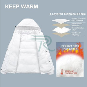 Razorts International Women Puffer Jacket Waterproof <b>Quilted</b> Full Sleeve Stand Collar Detachable Hood Autumn Coat - Product Image 3