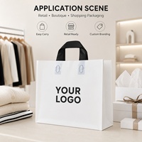Sacs de courses en plastique personnalisés avec poignées, sacs de vente au détail multicolores réutilisables, sacs d'emballage avec logo personnalisé pour boutique, entreprise