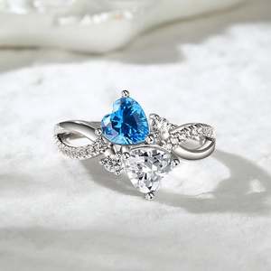 Jeulia Love Stone Heart Cut <b>Turquoise</b> Sterling Silver <b>Ring</b> - Product Image 4