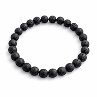Pulsera de Piedra Volcánica Natural Tallada de Alta Calidad, Cuentas Elásticas de 8mm, Joyería de Piedras Preciosas Hecha a Mano, Tendencia de Moda para Meditación