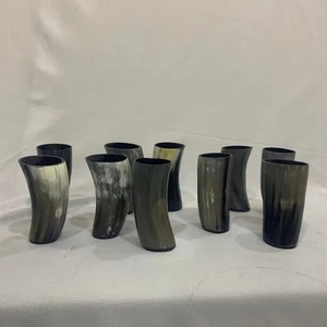 Ensemble de verres à liqueur à whisky en corne naturelle personnalisable tasse à corne à boire Viking étanche Logo Agate polie Style animal naturel - Product Image 1