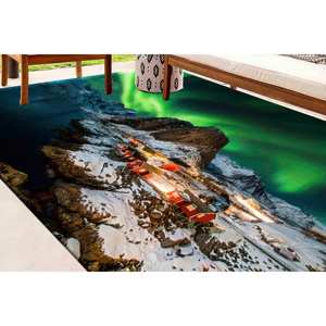 Northern Lights <b>Chenille</b> <b>Rug</b>: Lofoten Landscape, Non-Slip Farmhouse Decor,Nonwoven Soft <b>Rug</b> - Product Image 1