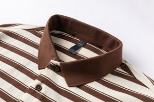 Elegantes, cómodos y ligeros para hombres, para Polos, estampados a rayas, bordado, cuello vuelto clásico, para el verano - Product Image 3